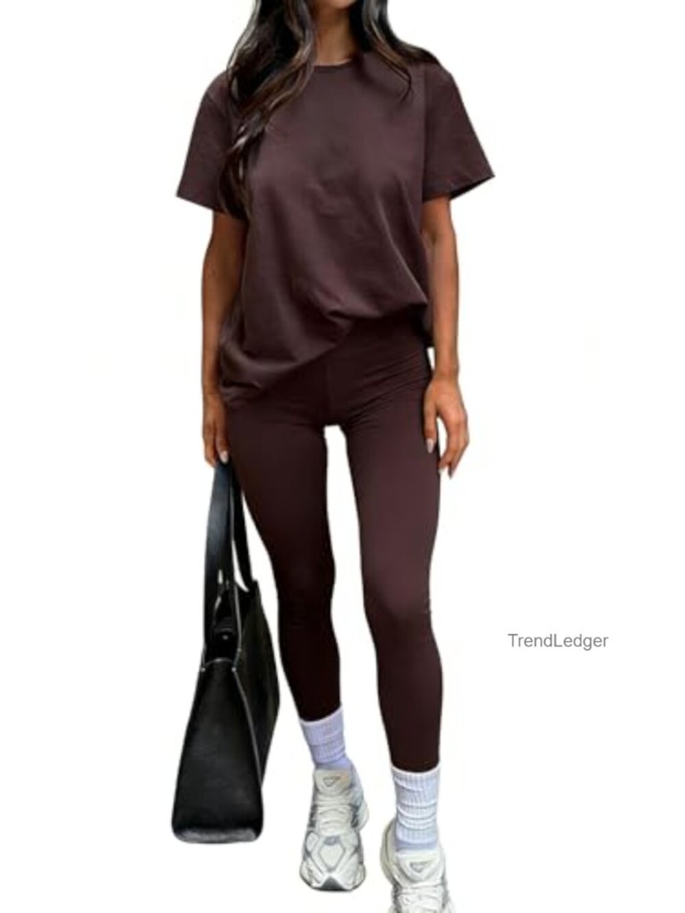 Women's 2 Piece Loungewear Set High Waisted Loose Short Sleeve T Shirt Long